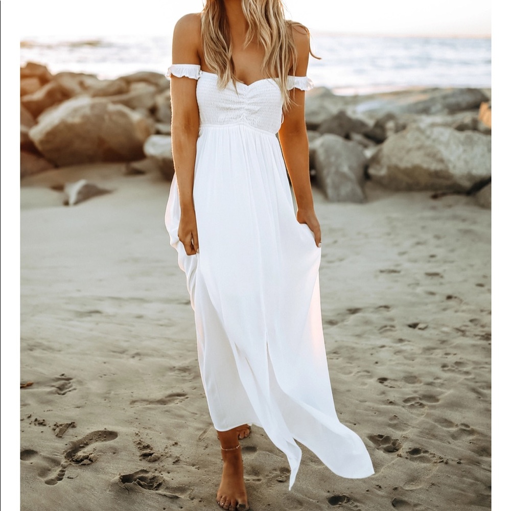 Maxi White Off-the- shoulder Dress